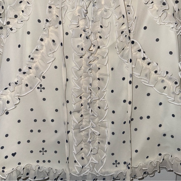 NWOT Koché Paris White Polka Dot Ruffle Small Blouse - Picture 11 of 11